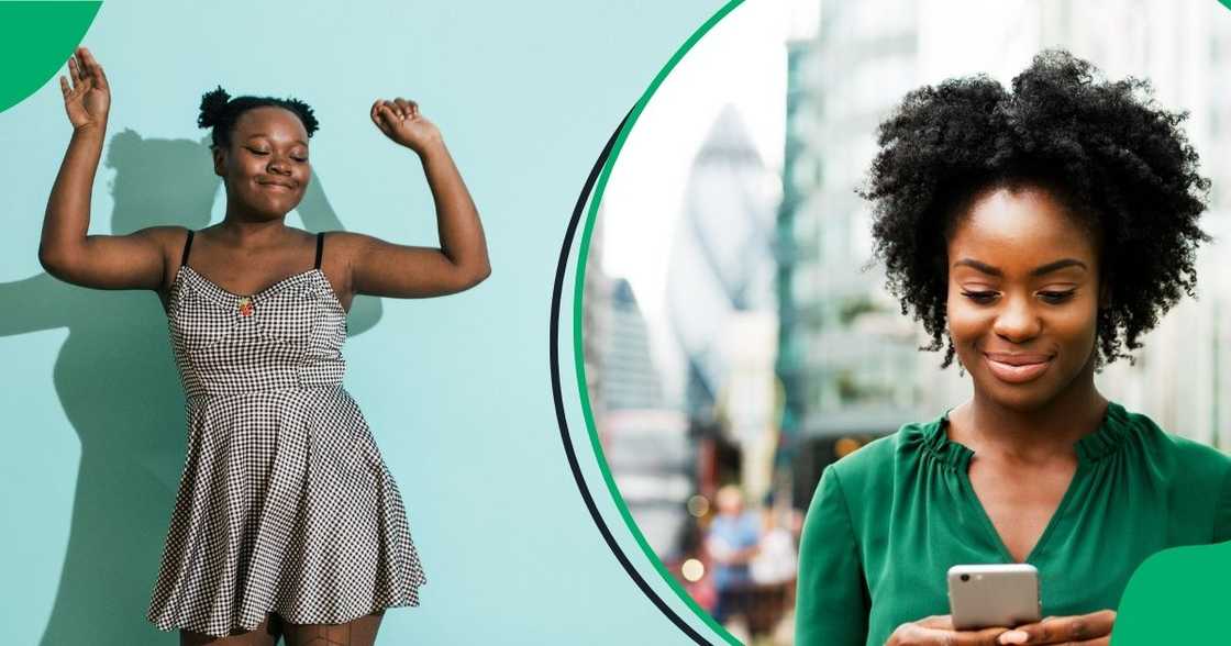 A woman was captured dancing by herself at an event like no one was watching. A woman was captured dancing by herself at an event like no one was watching.