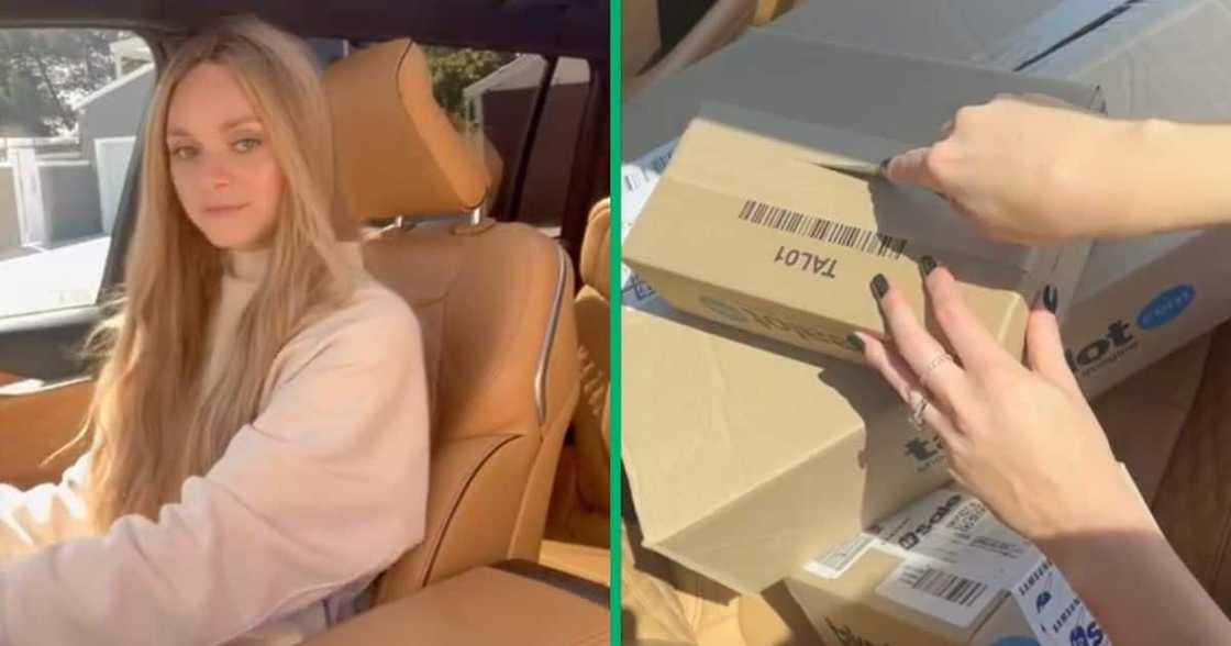 Young woman shows clever car hacks for mothers. Young woman shows clever car hacks for mothers.