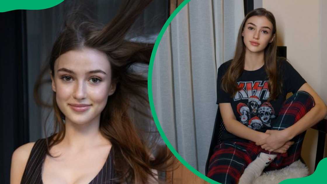 Olivia Casta during a photoshoot (L). The internet sensation rocking her pyjamas (R) Olivia Casta during a photoshoot (L). The internet sensation rocking her pyjamas (R)