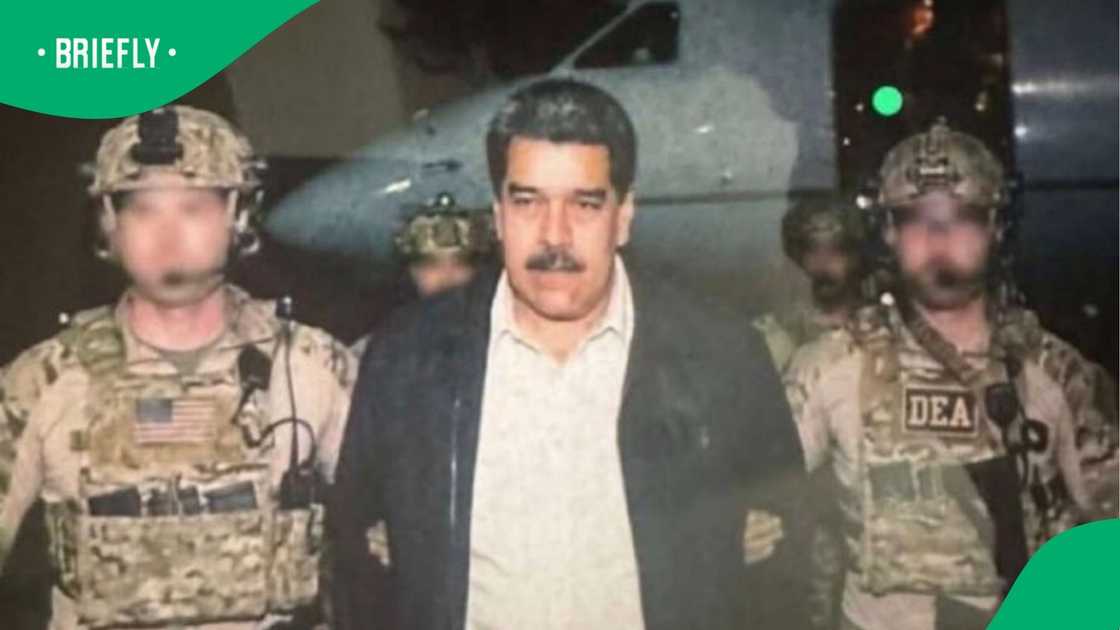 An image of a captured Nicolás Maduro. An image of a captured Nicolás Maduro.