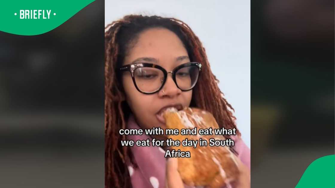 A woman tried food in Mzansi.