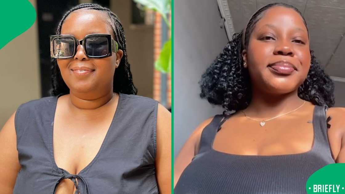 The woman on the left appeared outdoors with braided hair and oversized sunglasses, while the other appeared indoors wearing a heart necklace and a simple black top