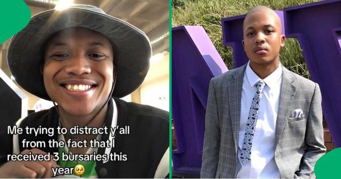 Young man received three bursary offers for tertiary studies. Young man received three bursary offers for tertiary studies.