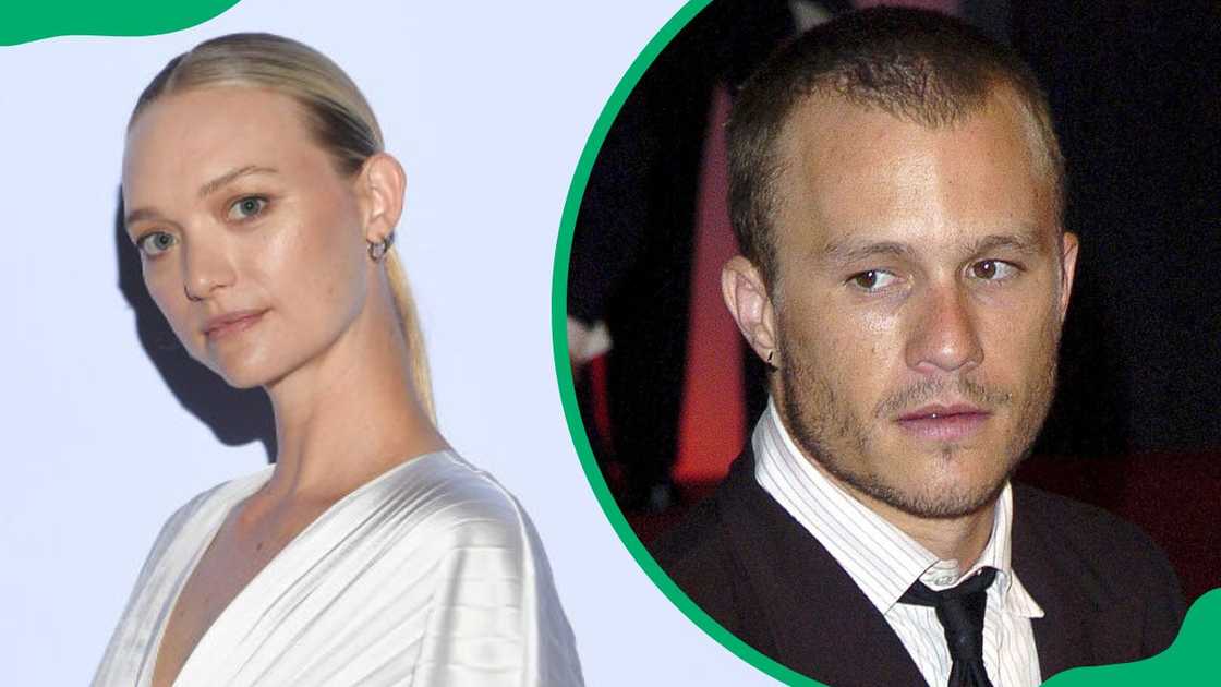 Gemma Ward at Australian Fashion Week in 2024 (L). Heath Ledger at the 2005 Venice Film Festival (R)