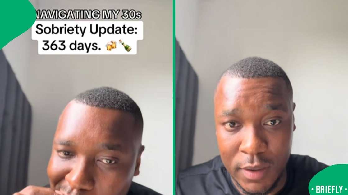 The visual on the right captured a man talking about the lessons he learnt after quitting alcohol The visual on the right captured a man talking about the lessons he learnt after quitting alcohol
