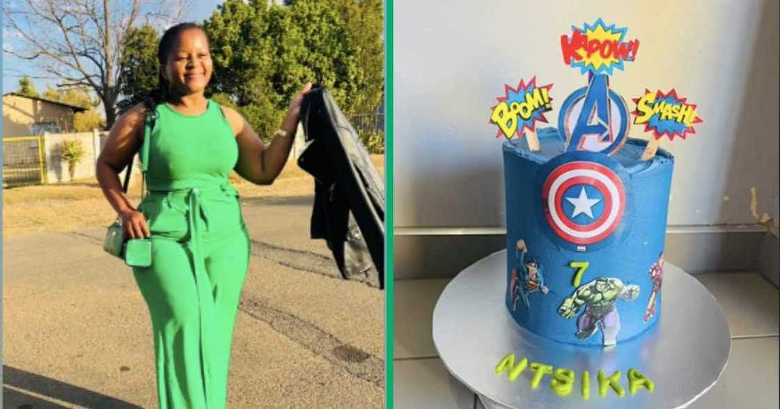 A mother surprised her son with cake at school A mother surprised her son with cake at school