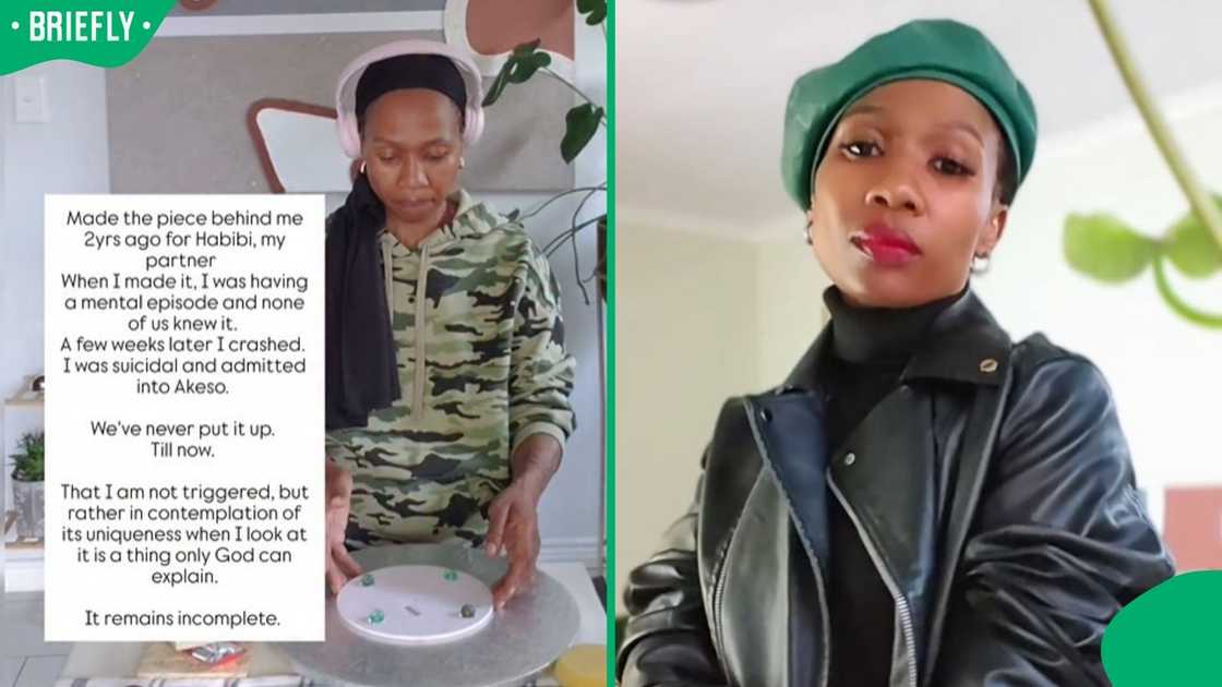 Dineo Ranaka and her artwork.