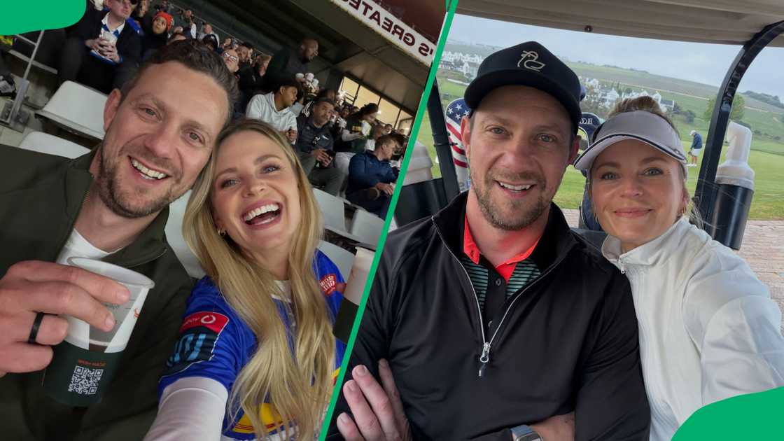 Leani van Niekerk and her husband attend a game and they ride a cart together Leani van Niekerk and her husband attend a game and they ride a cart together