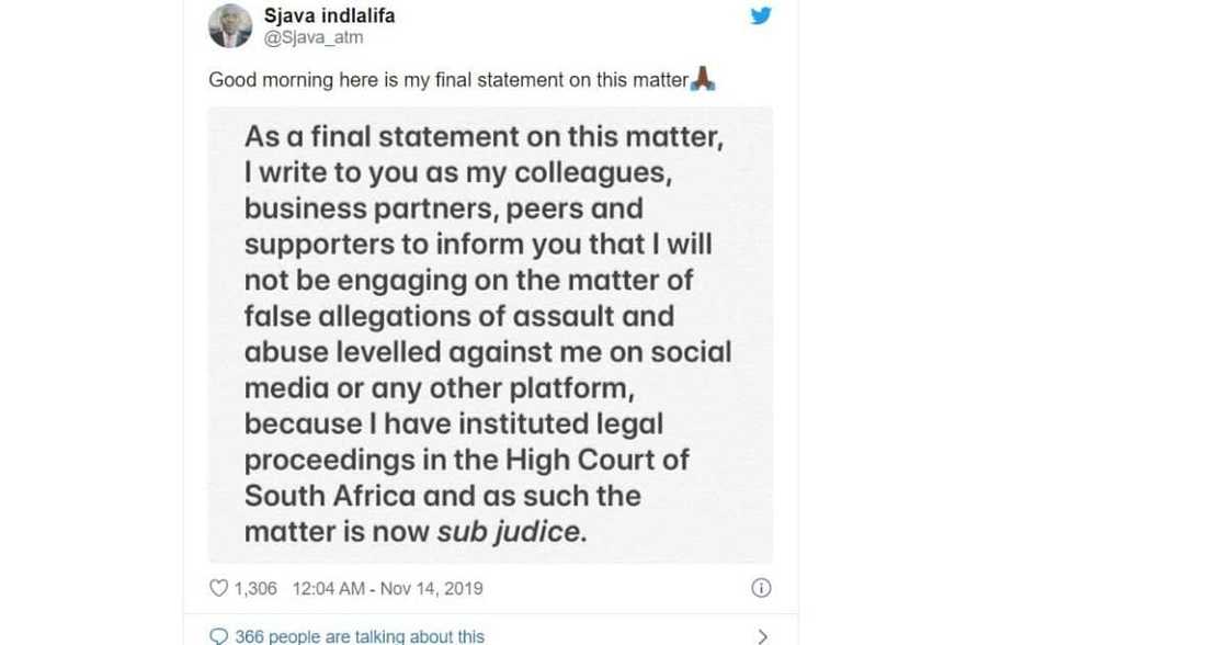 Sjava vows to fight assault and abuse allegations in the High Court