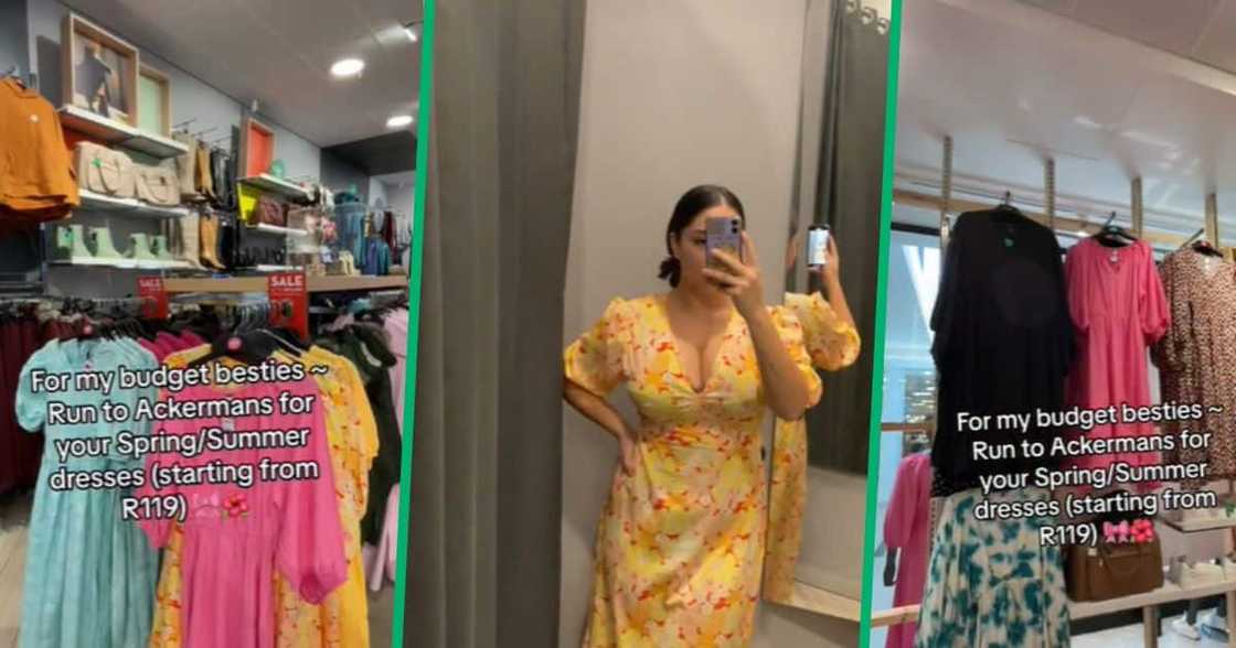 TikTok video of woman shopping at Ackermans' for summer