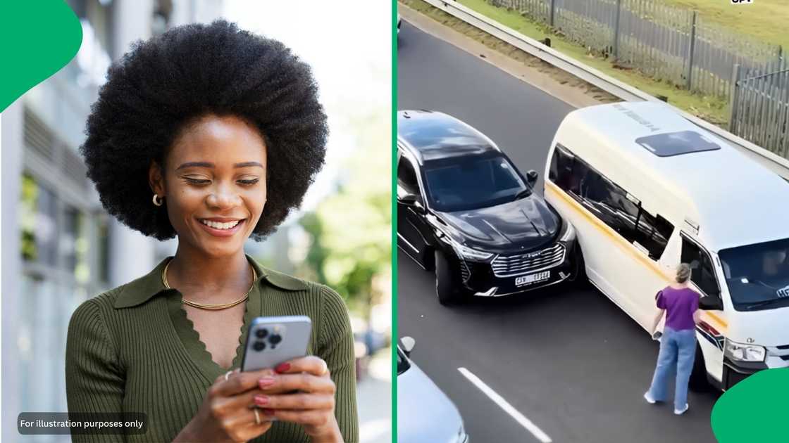 She was seen shouting at the driver after their cars touched during a lane-change attempt She was seen shouting at the driver after their cars touched during a lane-change attempt