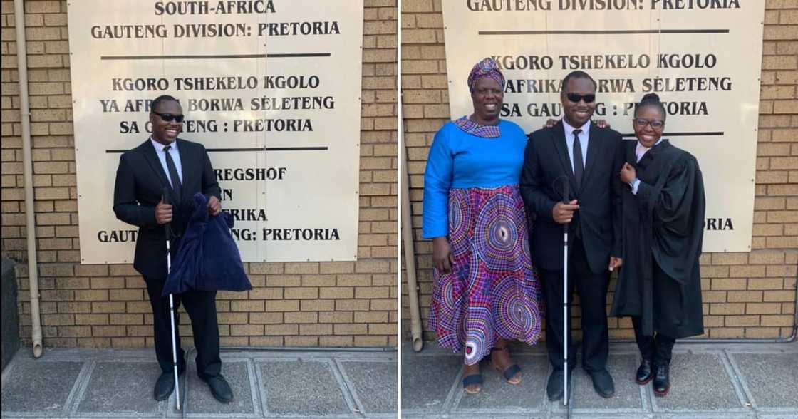 A visually impaired man became an attorney and thanked his mom and gran for help. A visually impaired man became an attorney and thanked his mom and gran for help.