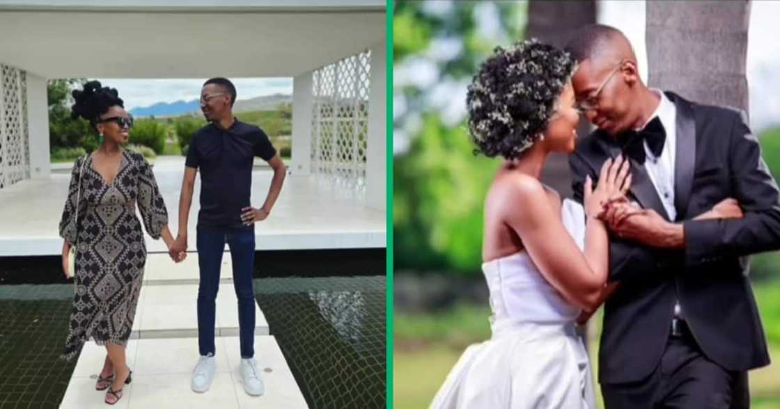 The couple's special wedding attire earned praise from Mzansi. The couple's special wedding attire earned praise from Mzansi.
