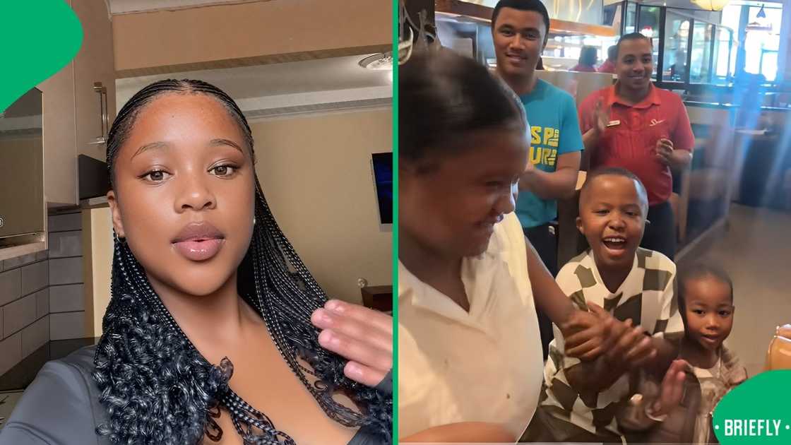 The young boy screamed that his sister was lying in front of the waiters and other customers
