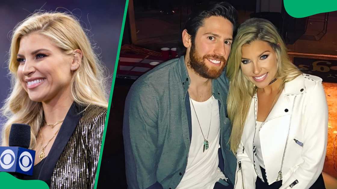 Melanie at the Lucas Oil Stadium in 2019 (L). The reporter with her partner, James Neal (R) Melanie at the Lucas Oil Stadium in 2019 (L). The reporter with her partner, James Neal (R)