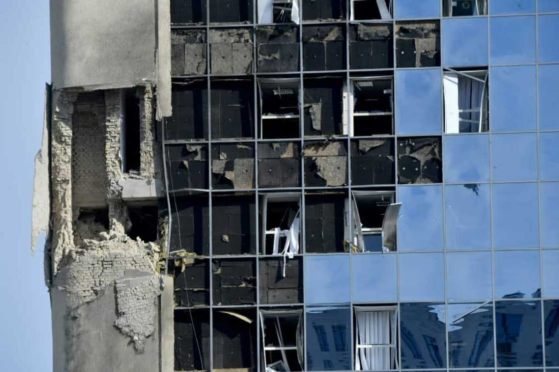 Russian drones overnight damaged an administrative building in Kyiv Russian drones overnight damaged an administrative building in Kyiv