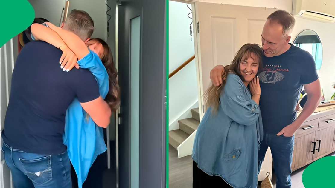 The moving video captures an emotional family reunion as the father surprises his daughter expecting twins