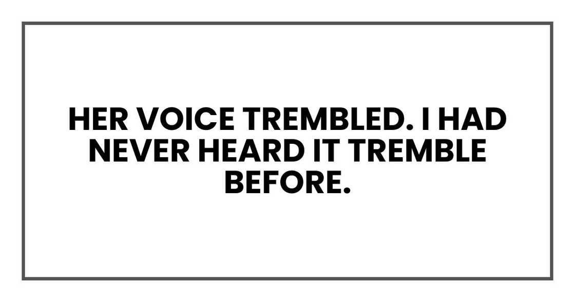 Her voice trembled. I had never heard it tremble before.