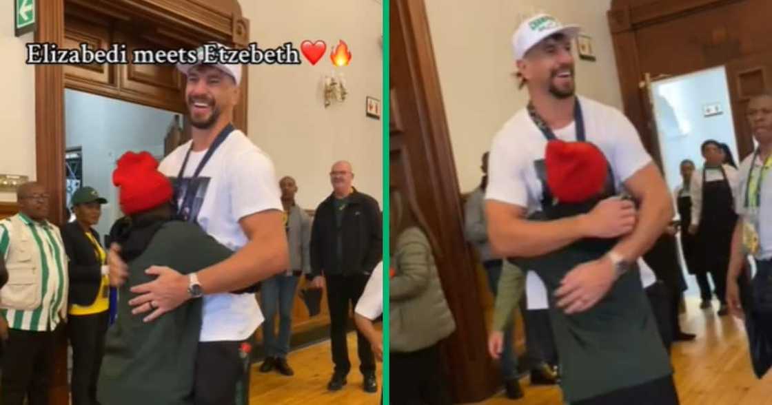 "Elizabedi" meets Springbok Eben Etzebeth, video goes viral "Elizabedi" meets Springbok Eben Etzebeth, video goes viral
