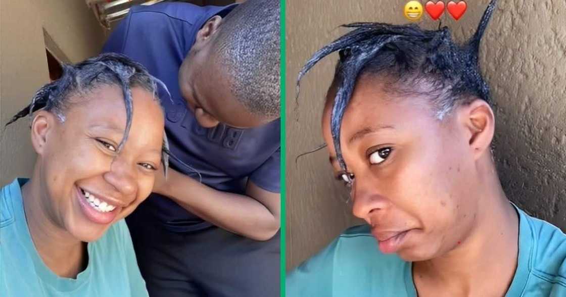 Man in TikTok video relaxes bae's hair Man in TikTok video relaxes bae's hair