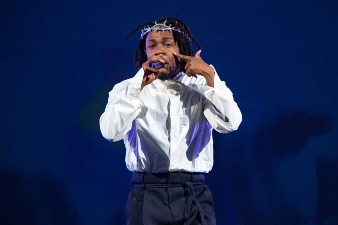 Kendrick Lamar at Worthy Farm, Pilton on 26 June 2022 in Glastonbury, England. Kendrick Lamar at Worthy Farm, Pilton on 26 June 2022 in Glastonbury, England.