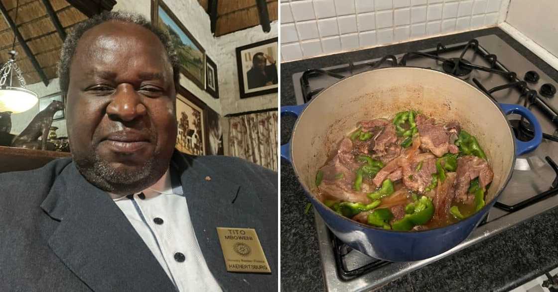 Tito Mboweni and pot of food Tito Mboweni and pot of food