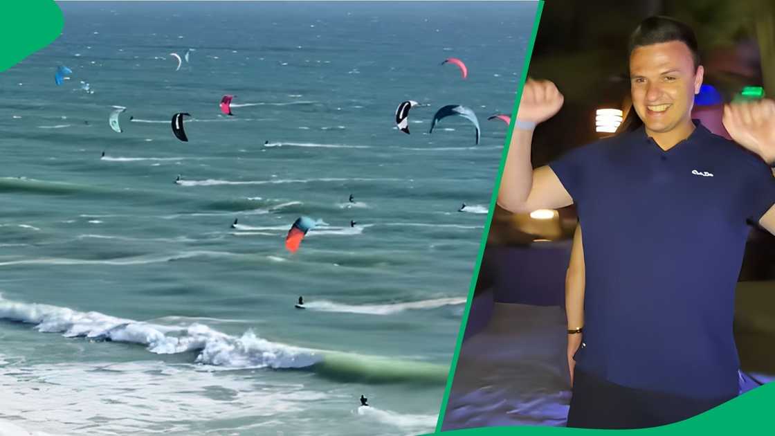 Video of Cape Town residents kite surfing goes viral. Video of Cape Town residents kite surfing goes viral.