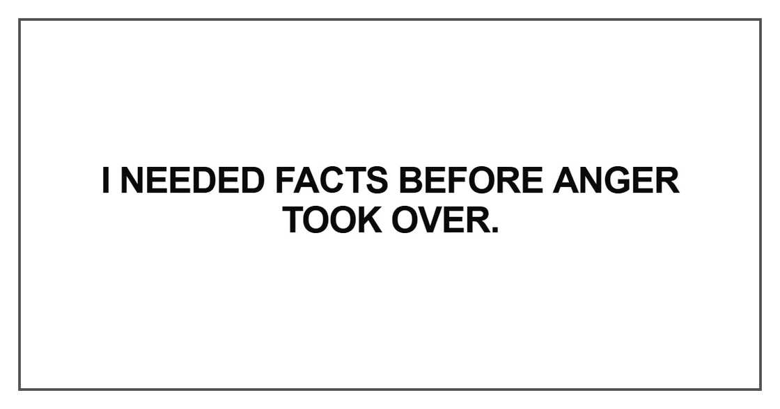 I needed facts before anger took over