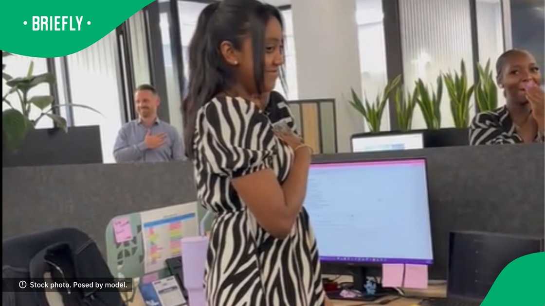 Colleagues in stitches as they prank newbie by singing the national anthem first thing in the morning. Colleagues in stitches as they prank newbie by singing the national anthem first thing in the morning.