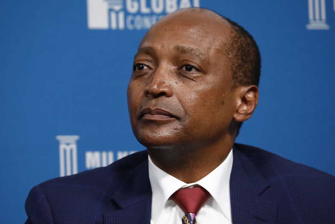 Patrice Motsepe, founder and chairman of African Rainbow Minerals Ltd., listens during the Milken Institute Global Conference in Beverly Hills, California