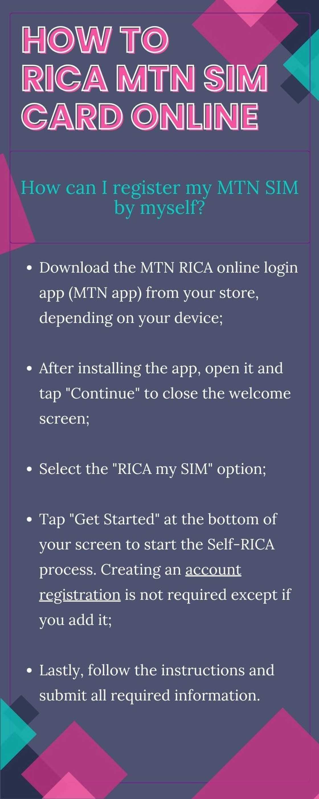 How to RICA MTN sim card online