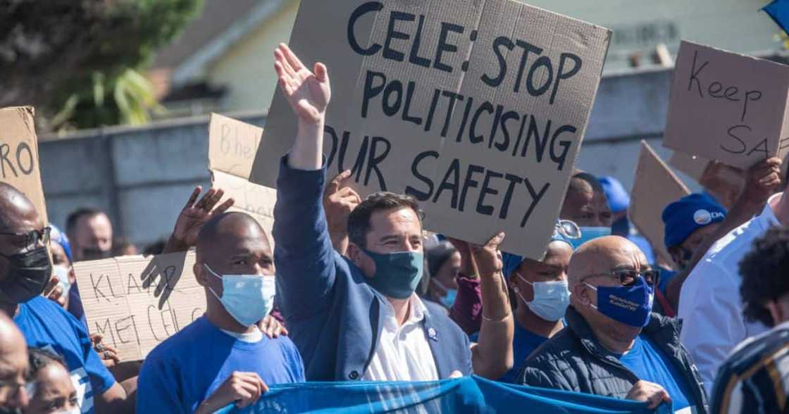 DA member march in protest of Police Minister Bheki Cele