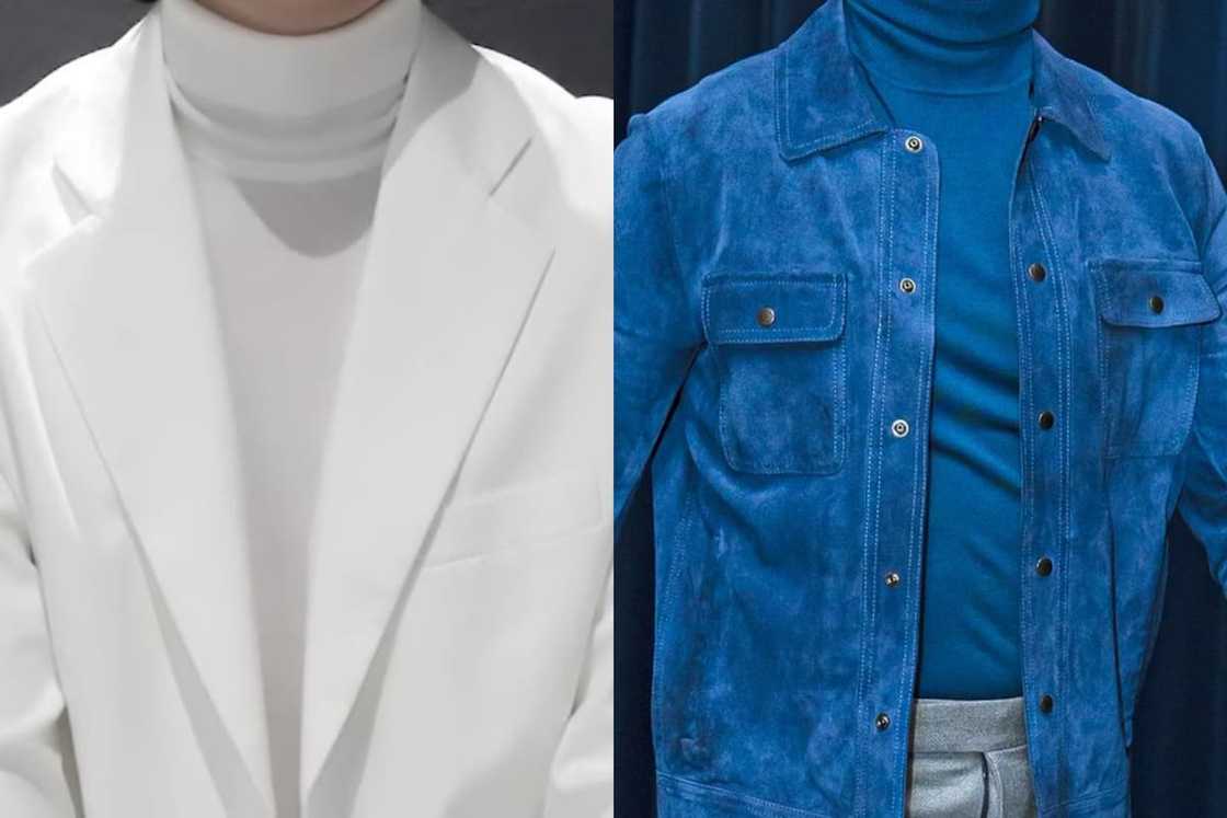 Matched turtleneck and suit Matched turtleneck and suit