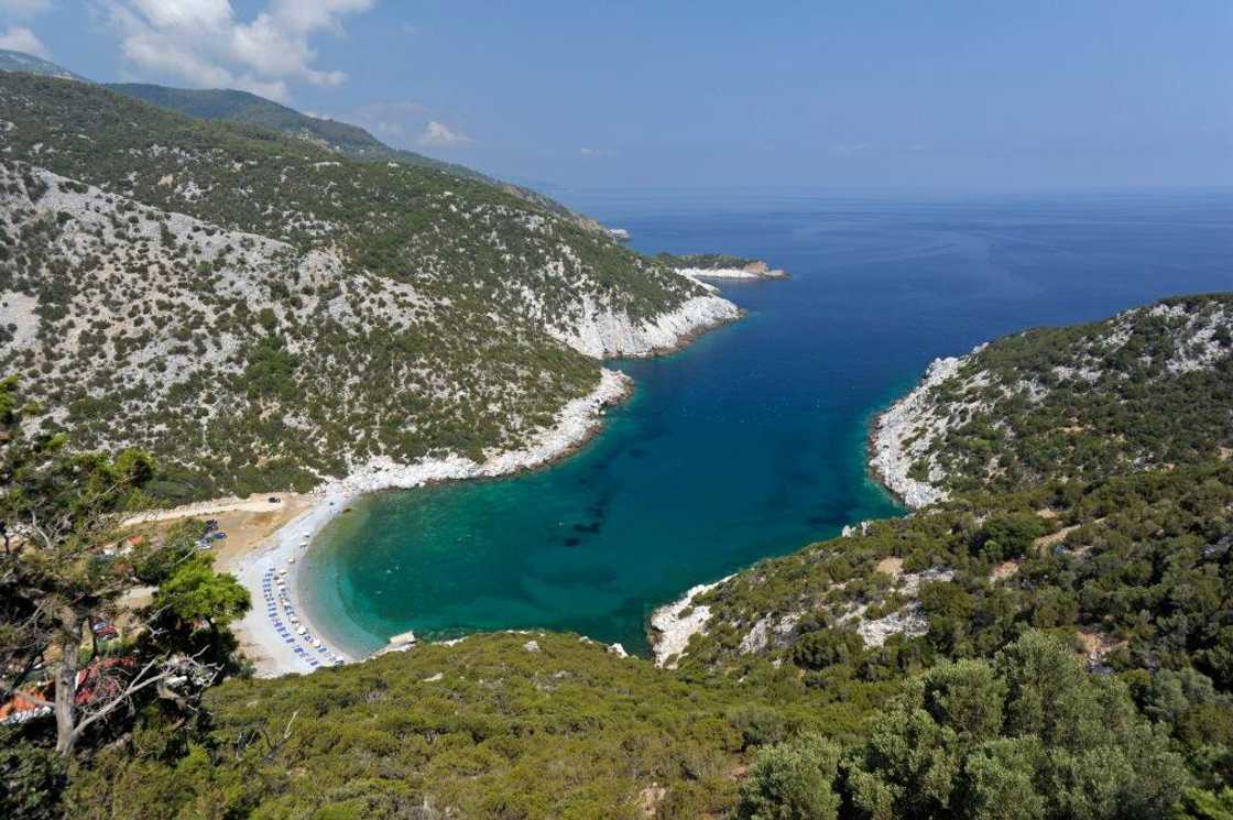 An aerial view of Glysteri beach