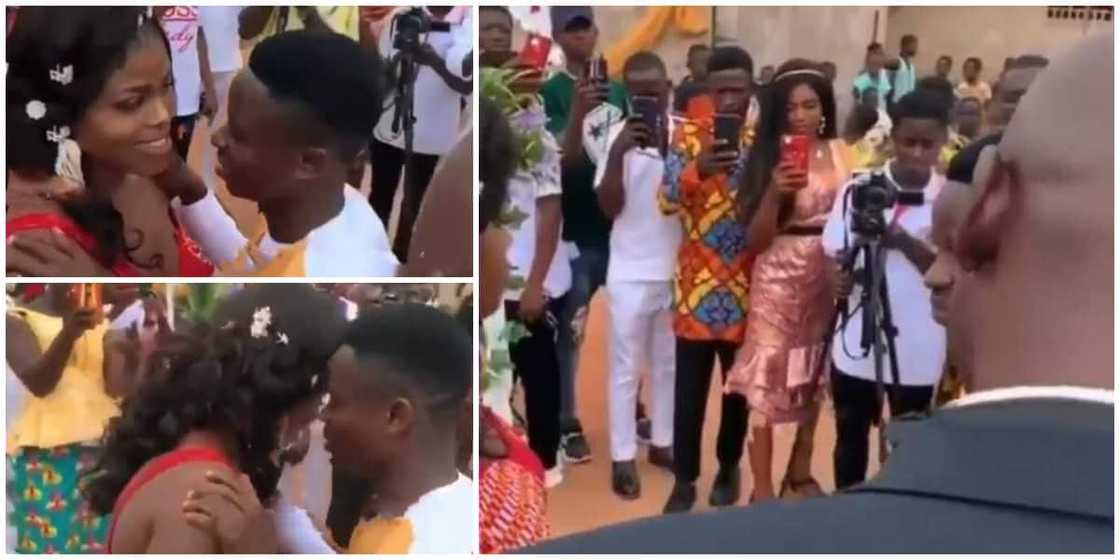 Reactions as bride refuses kissing her man at their wedding ceremony, video goes viral Reactions as bride refuses kissing her man at their wedding ceremony, video goes viral
