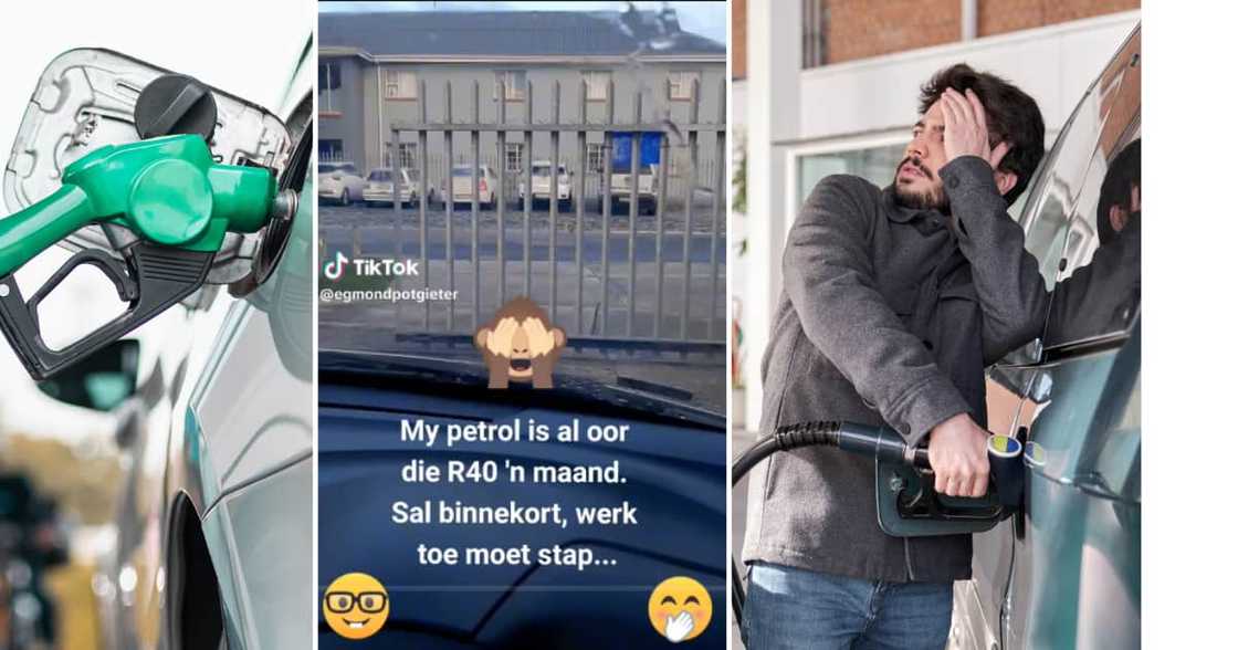 TikTok user @egmondpotgieter showed his very short commute to work and how it costs only R40 in fuel