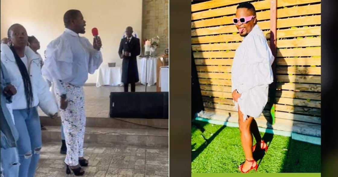 TikTok video of man in heels at church TikTok video of man in heels at church