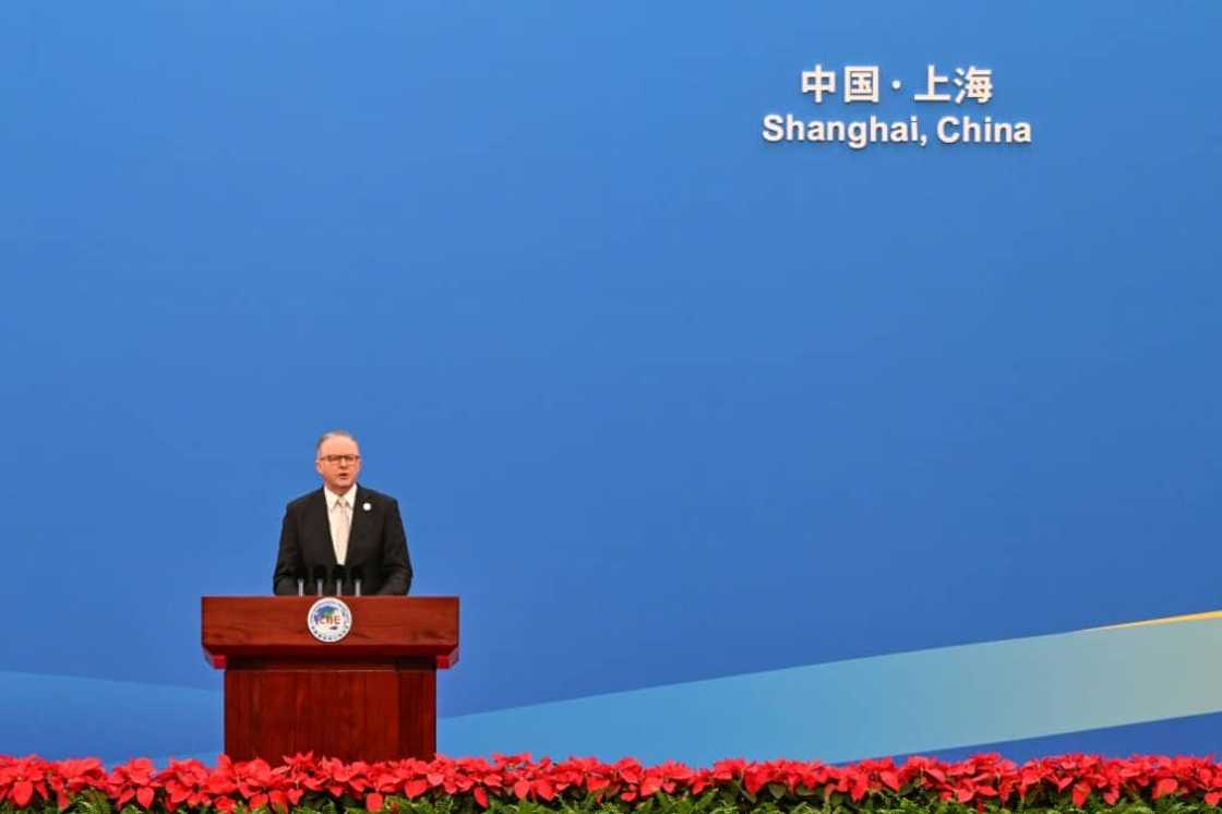Australia's Prime Minister Anthony Albanese speaks during the opening ceremony of the China International Import Expo Australia's Prime Minister Anthony Albanese speaks during the opening ceremony of the China International Import Expo