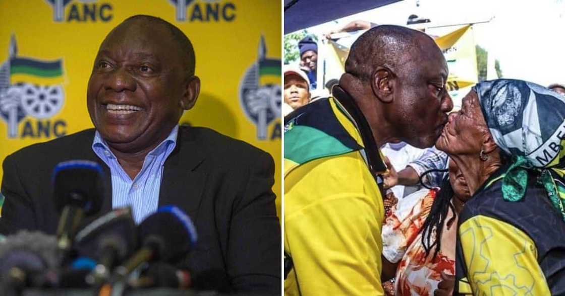 Cyril Ramaphosa kisses party supporters Cyril Ramaphosa kisses party supporters