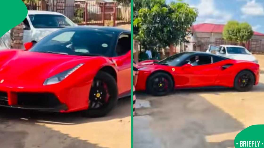 The visual on the right showed a man showing his kasi family a sports car The visual on the right showed a man showing his kasi family a sports car