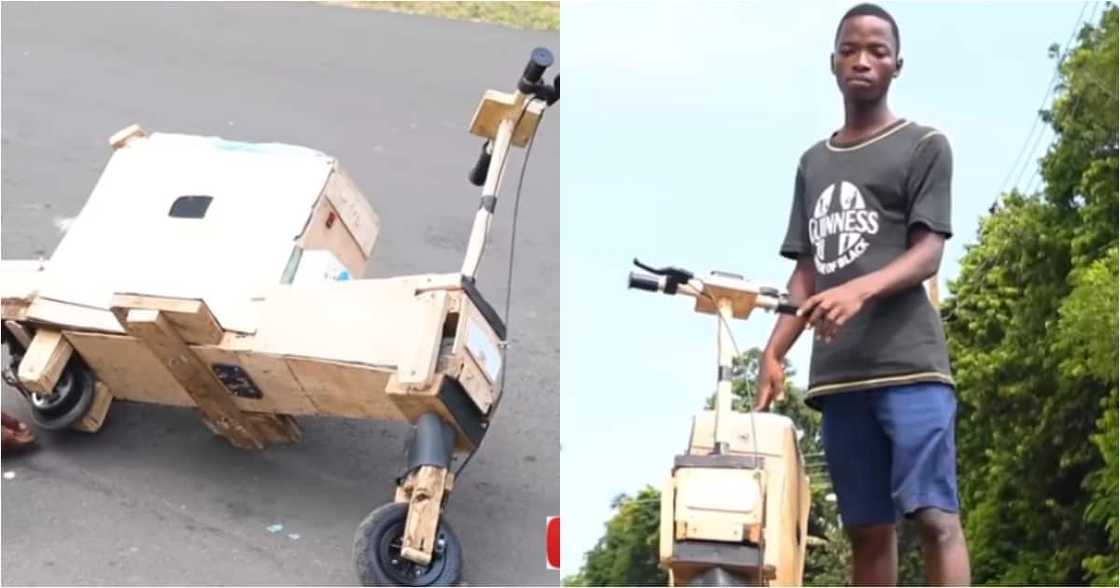 Samuel Aboagye: Ghanaian Teenager Builds Solar-powered Electric Bike from Wood with Radio and Plays Music