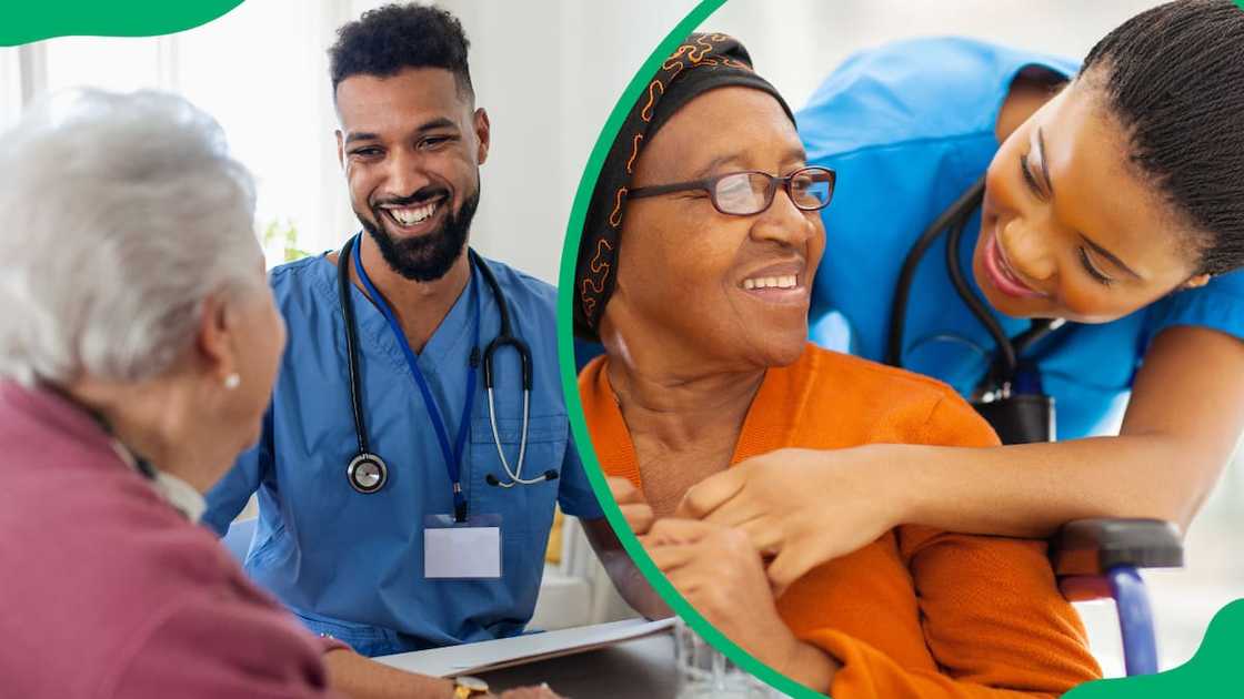 Healthcare worker or caregiver visiting a patient Healthcare worker or caregiver visiting a patient