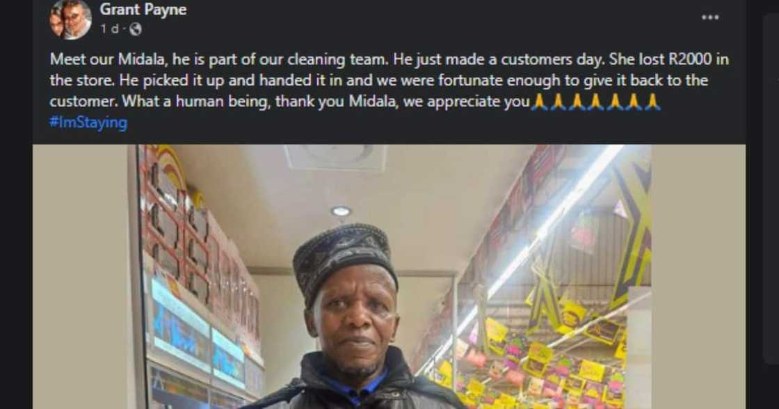 Madida helped a customer find R2000.