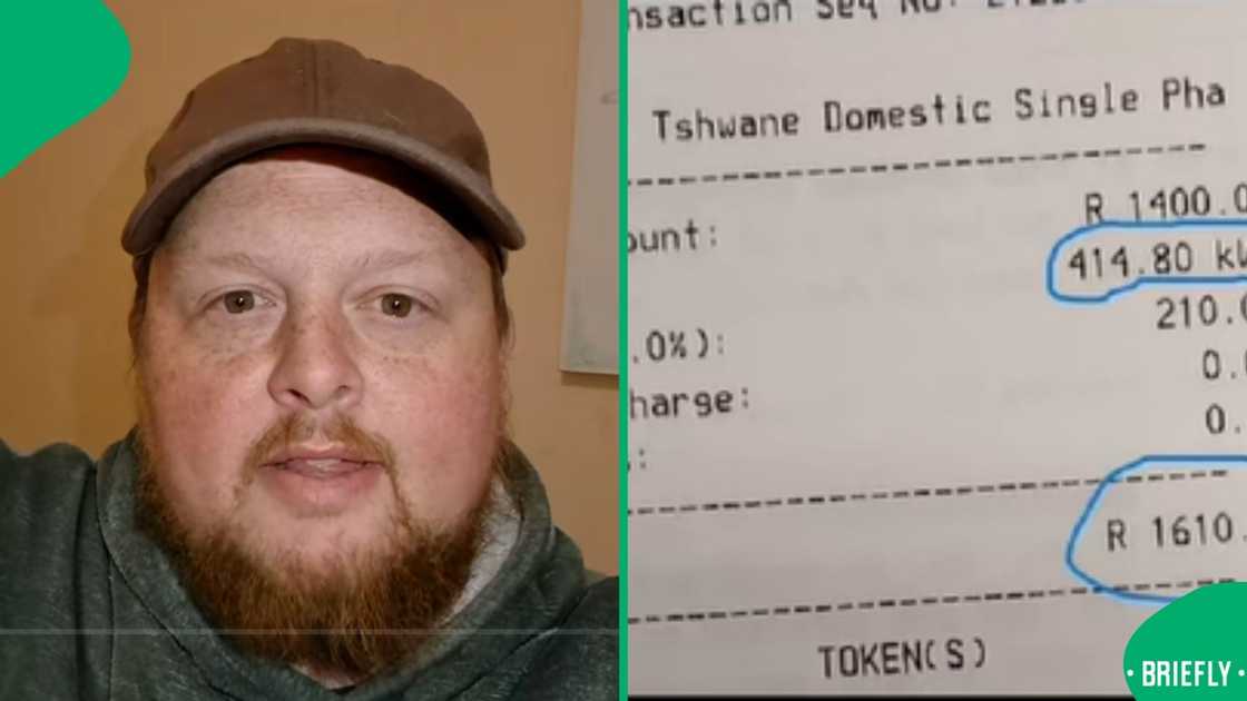 The man also showed an electricity receipt of 414 units, bought for R1.6K