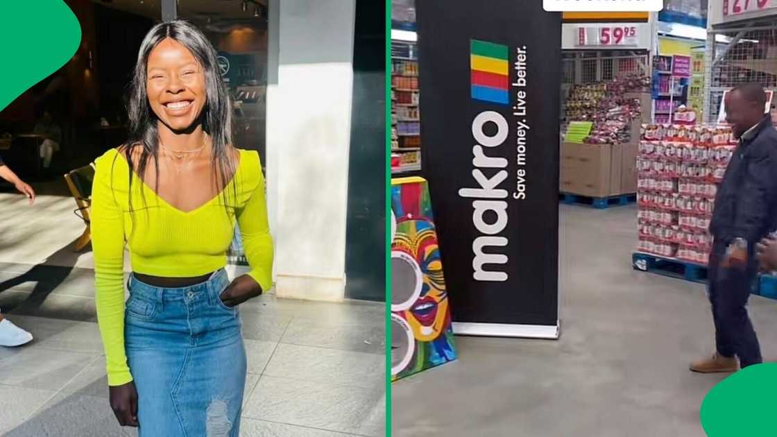 A TikTok video shows a woman grabbing items in Makro after winning the trolley dash.