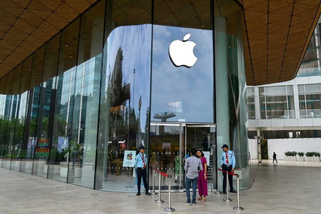 A new Apple retail store is pictured on the eve of its opening in Mumbai A new Apple retail store is pictured on the eve of its opening in Mumbai