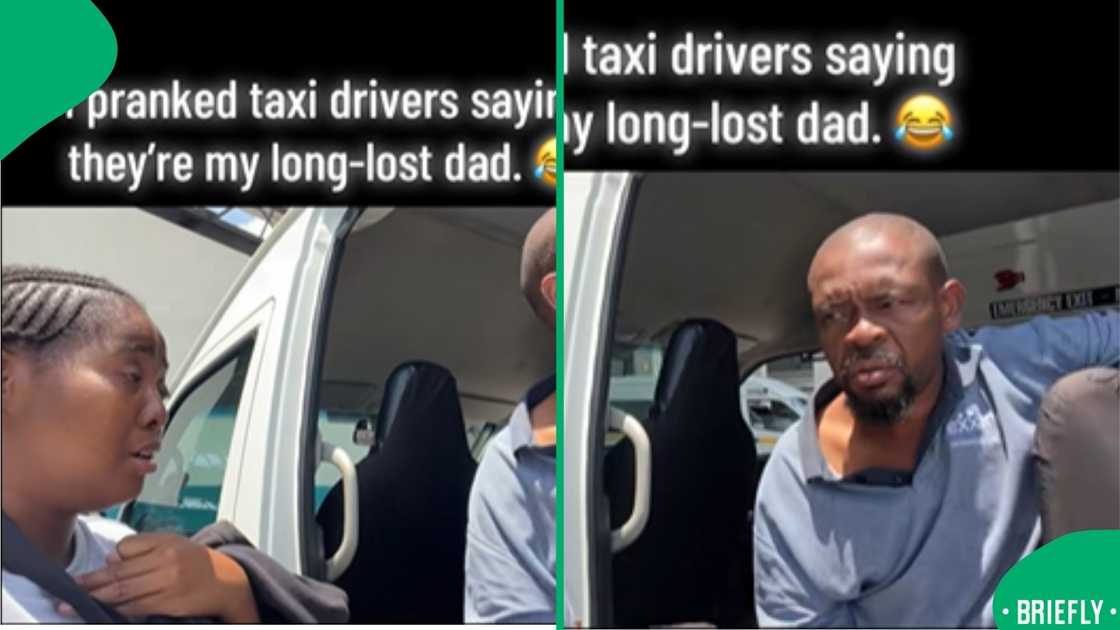 The visual on the right showed a confused taxi driver sitting down