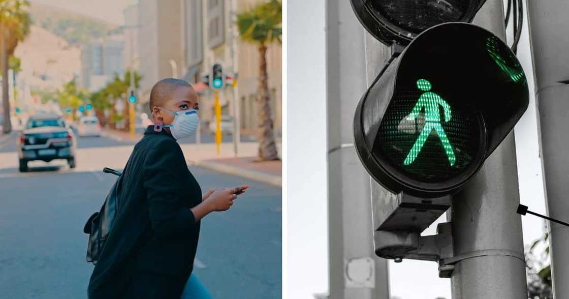 pedestrian walking over the road