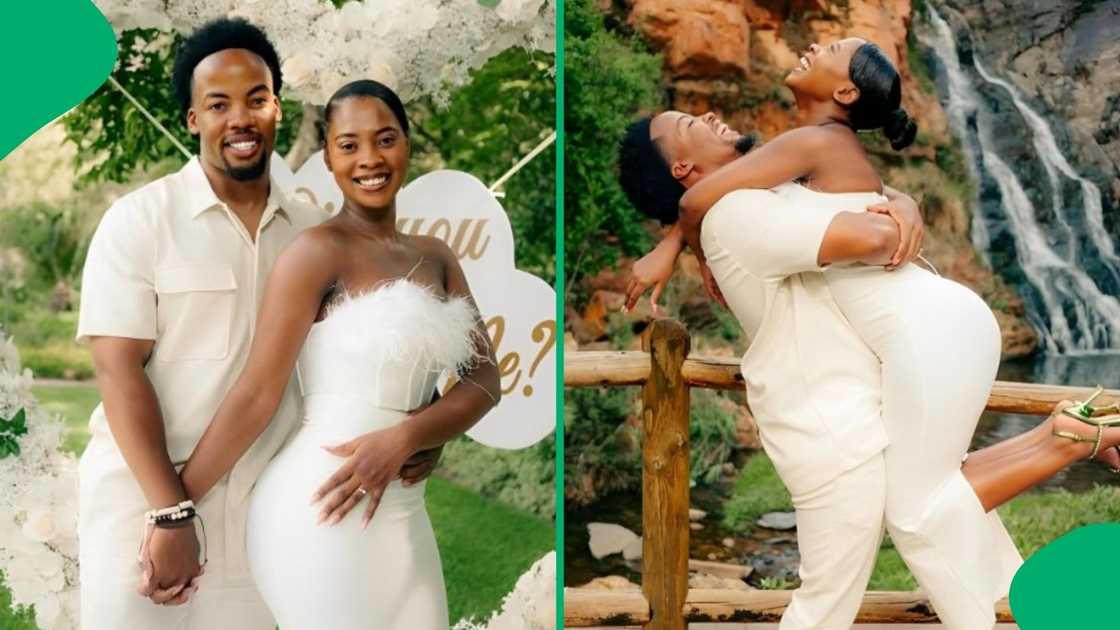 A woman showed pictures of her marriage proposal. A woman showed pictures of her marriage proposal.