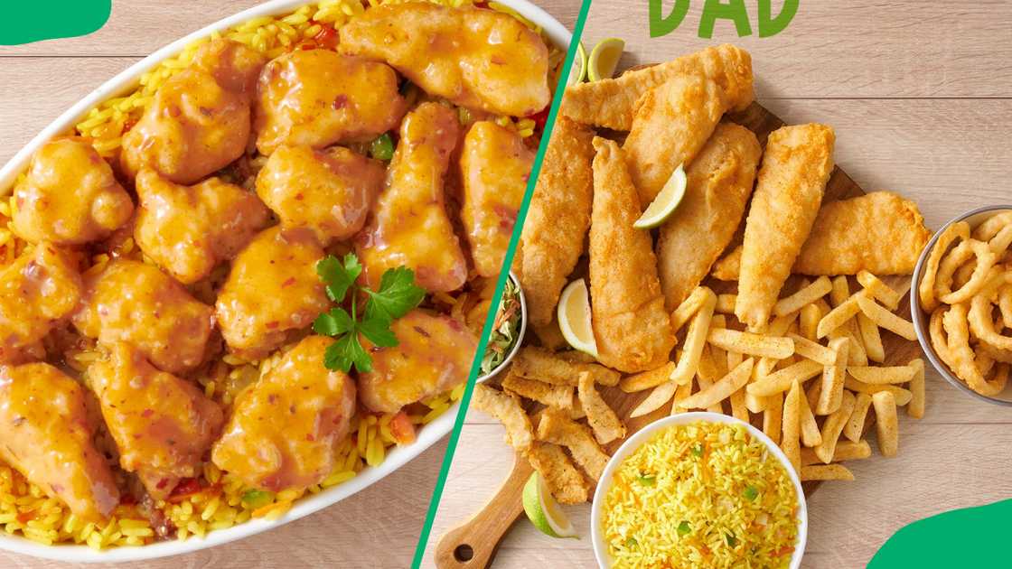 Delicious seafood meal. Chips and rice. Delicious seafood meal. Chips and rice.